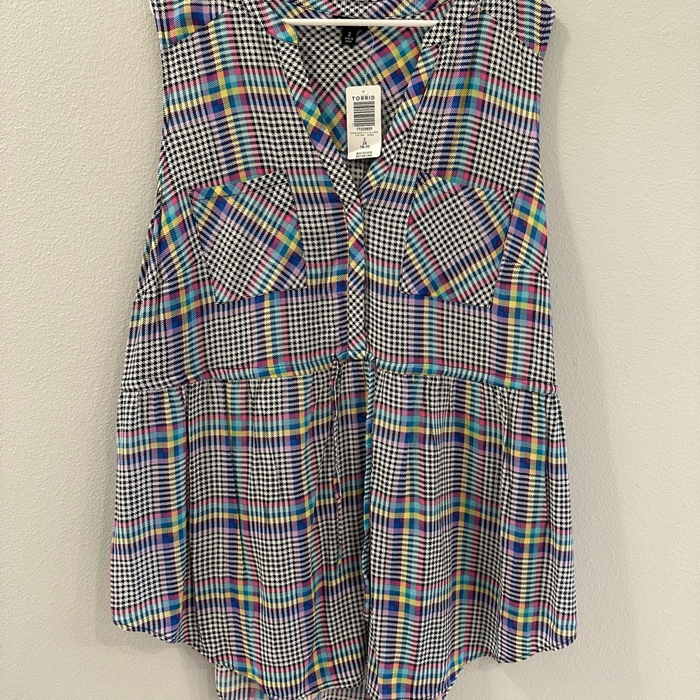 Torrid Multicolor Plaid Sleeveless Blouse